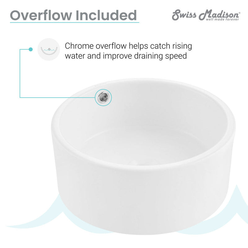 Swiss Madison Monaco 16.5” Round Vessel Sink in Matte White - SM-VS252MW