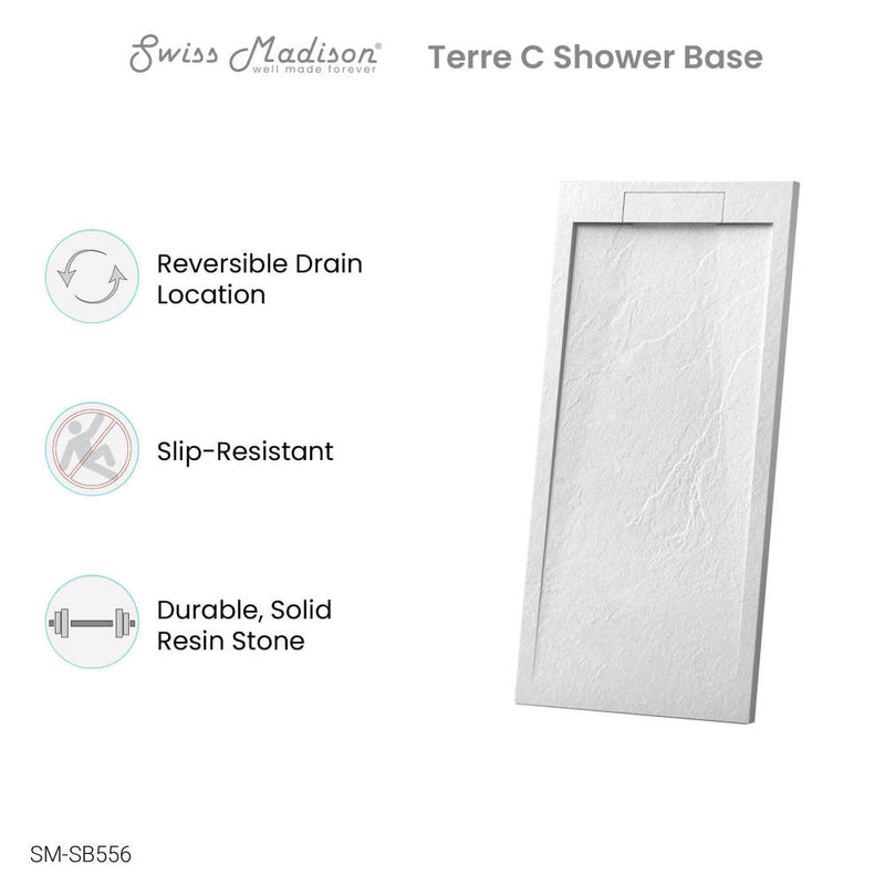 Swiss Madison Terre C Series 60" x 32" Reversible Drain Shower Base - SM-SB556