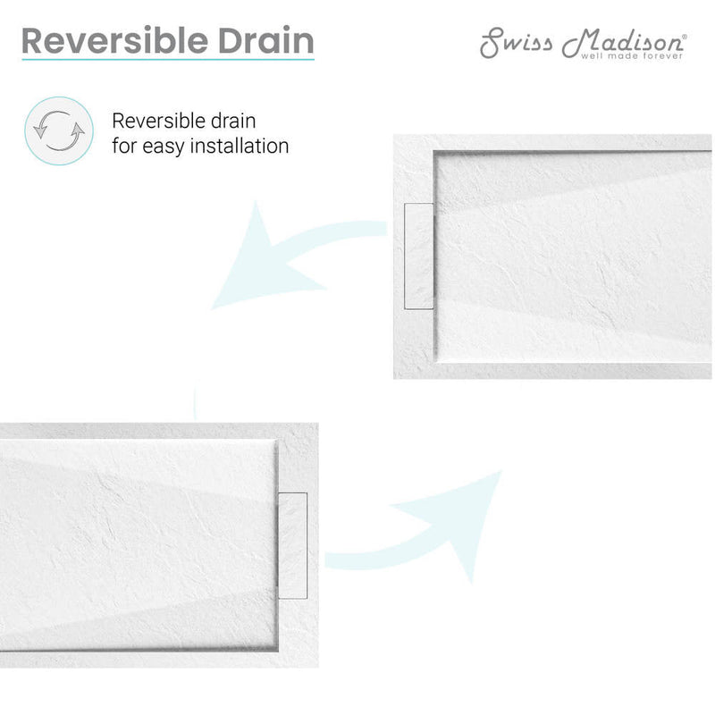 Swiss Madison Terre C Series 60" x 32" Reversible Drain Shower Base - SM-SB556