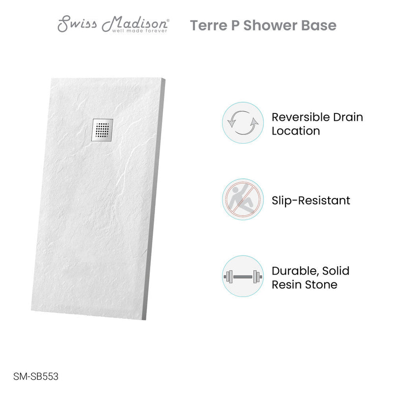 Swiss Madison Terre P Series 60" x 36" Reversible Drain Shower Base - SM-SB553