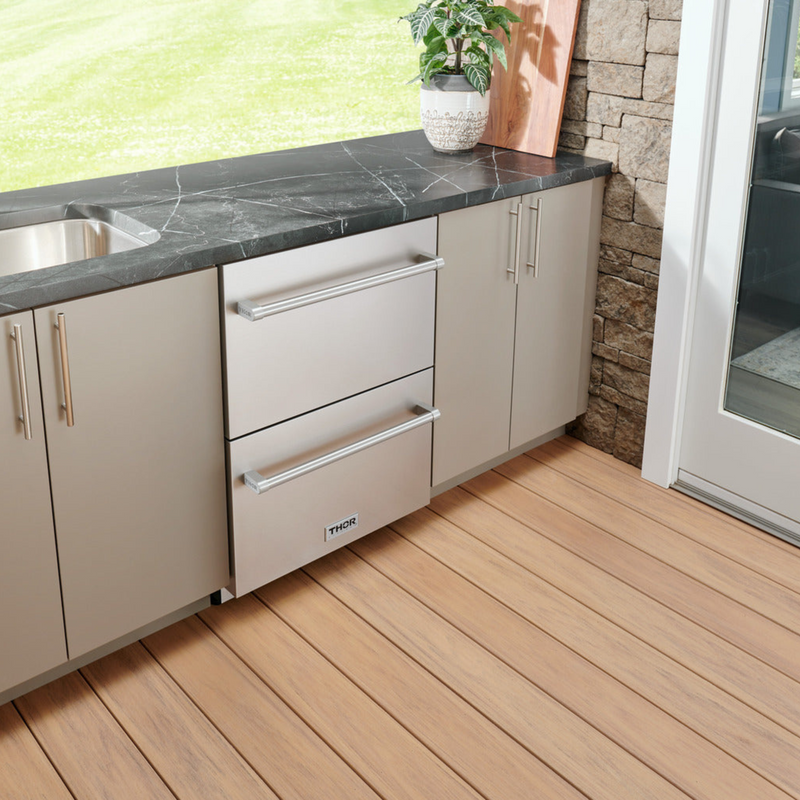 Thor Kitchen - 24" 5.4 cu. ft. Indoor or Outdoor Refrigerator Drawer - TRF24U