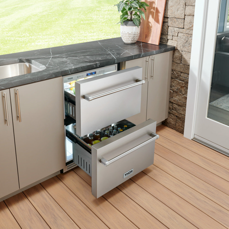 Thor Kitchen - 24" 5.4 cu. ft. Indoor or Outdoor Refrigerator Drawer - TRF24U
