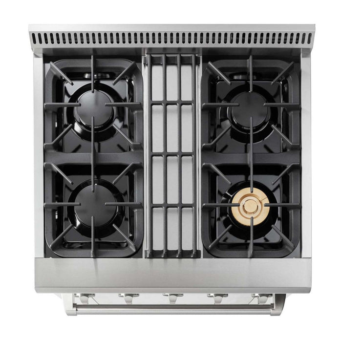 Thor Kitchen - 30 in. Natural Gas Burner/Electric Oven Range in Stainless Steel - HRD3088U