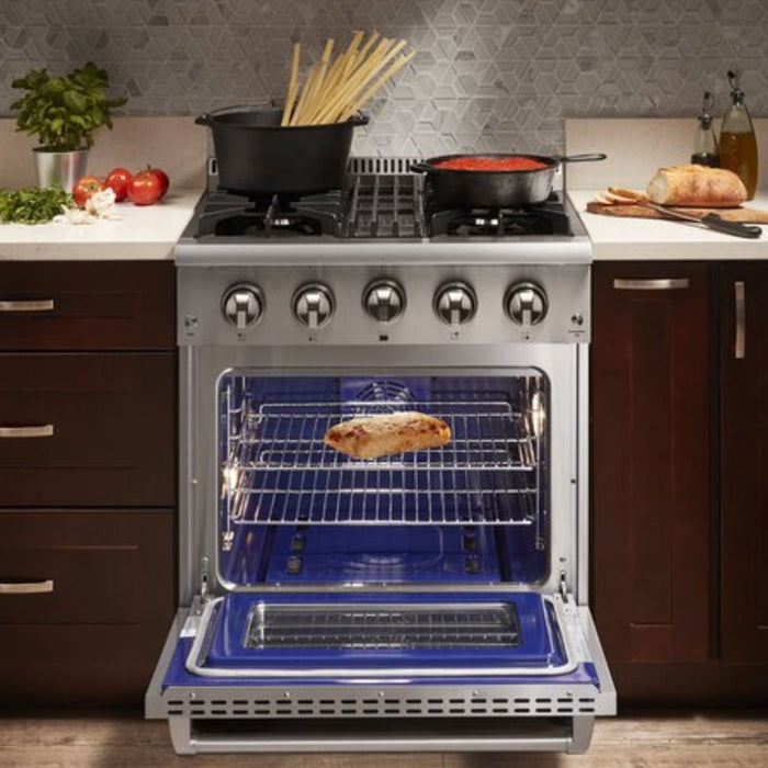 Thor Kitchen - 30 in. Natural Gas Burner/Electric Oven Range in Stainless Steel - HRD3088U