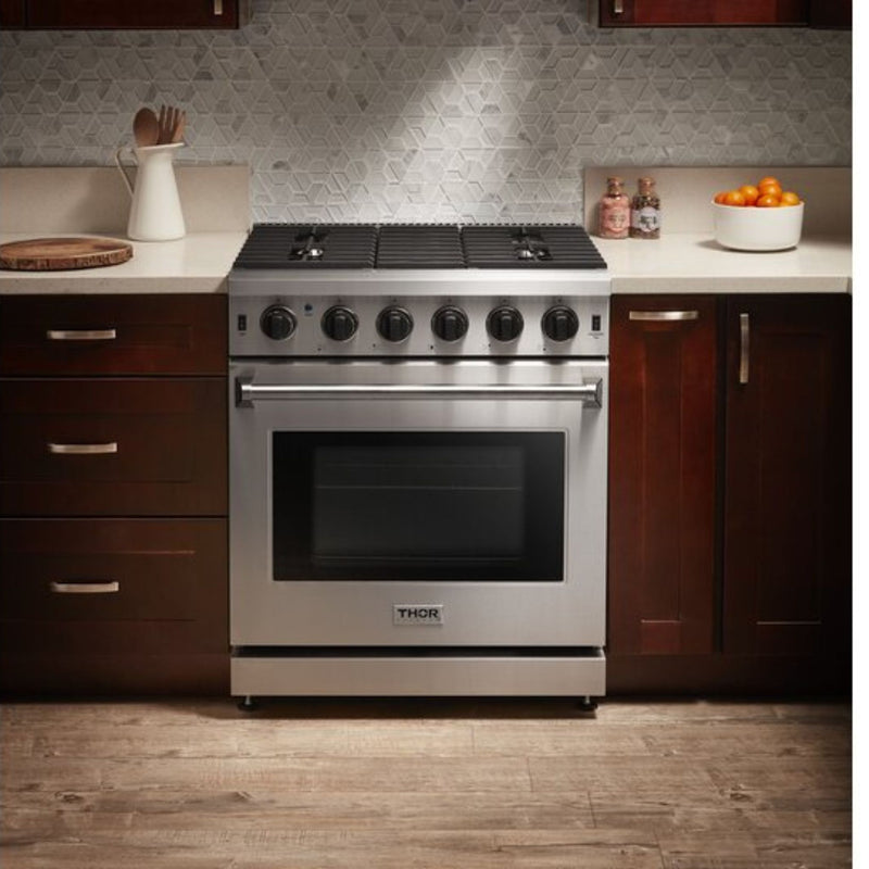 Thor Kitchen - 30 in. 4.55 cu. ft. Professional Propane Gas Range in Stainless Steel - LRG3001ULP