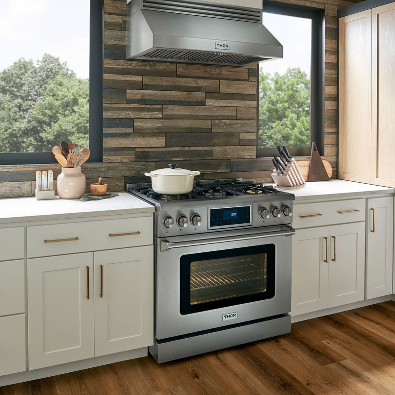 Thor Kitchen - 36 Inch Air Fry and Self-Clean Professional Electric Range - TRE3601