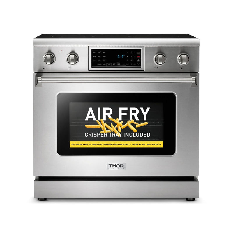 Thor Kitchen - 36 Inch Air Fry and Self-Clean Professional Electric Range - TRE3601