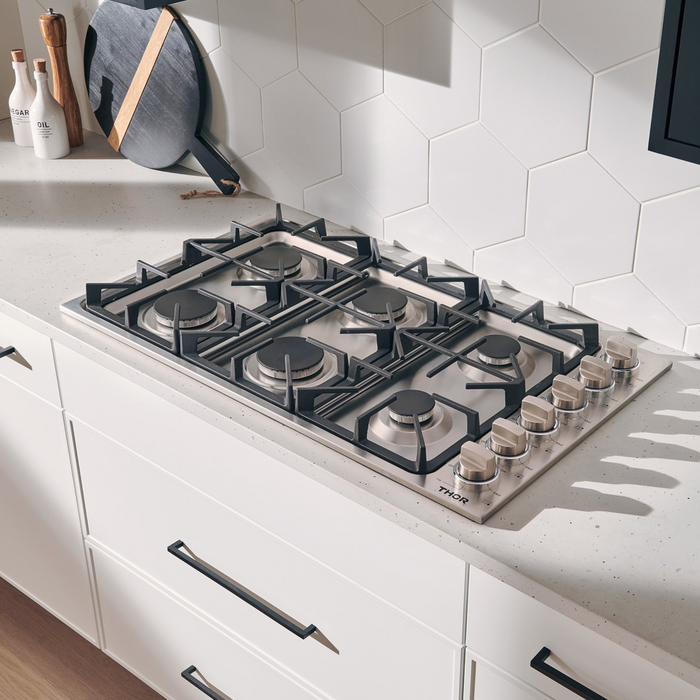 Thor Kitchen - 36 Inch. Drop-in Natural Gas Cooktop in Stainless Steel - TGC3601