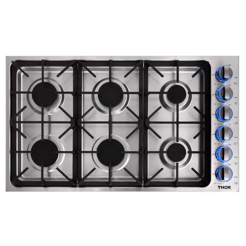 Thor Kitchen - 36 Inch. Drop-in Natural Gas Cooktop in Stainless Steel - TGC3601