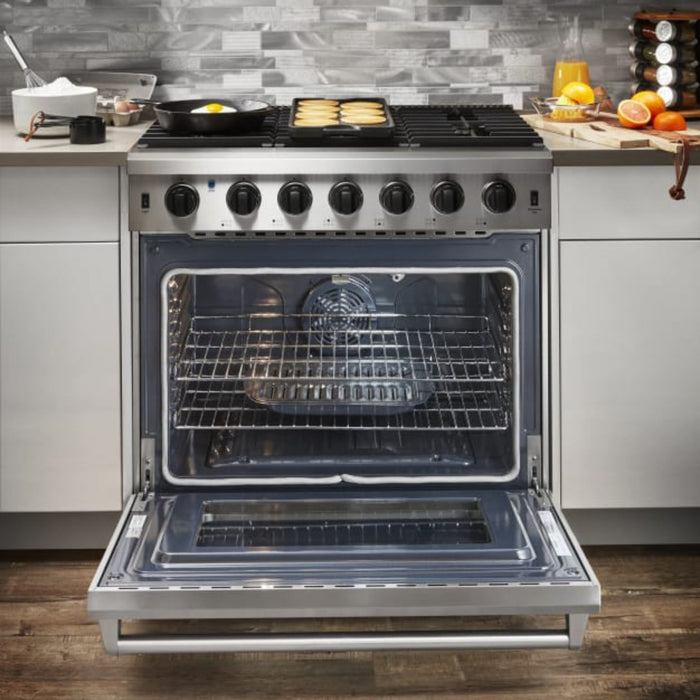 Thor Kitchen - 36 in. 6.0 Cu. Ft Professional Natural Gas Range in Stainless Steel - LRG3601U