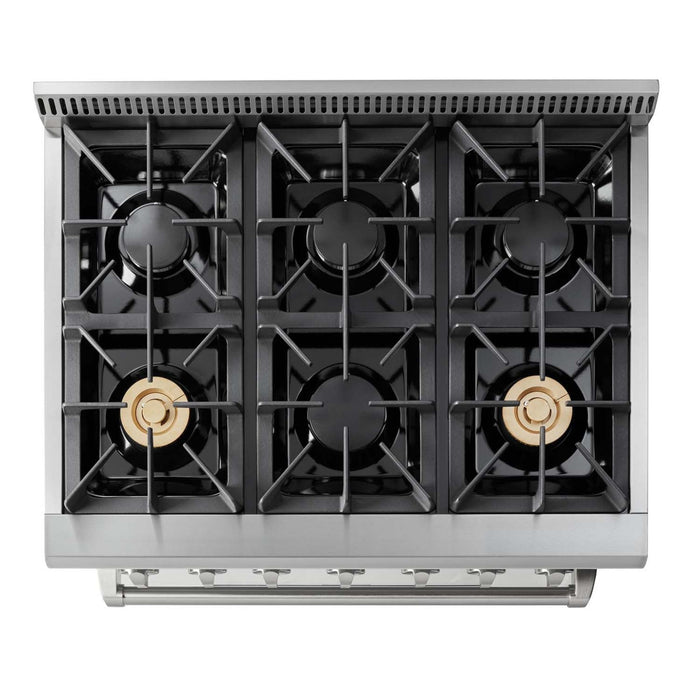 Thor Kitchen - 36 in. 5.2 cu. ft. Professional Propane Gas Range in Stainless Steel - HRG3618ULP