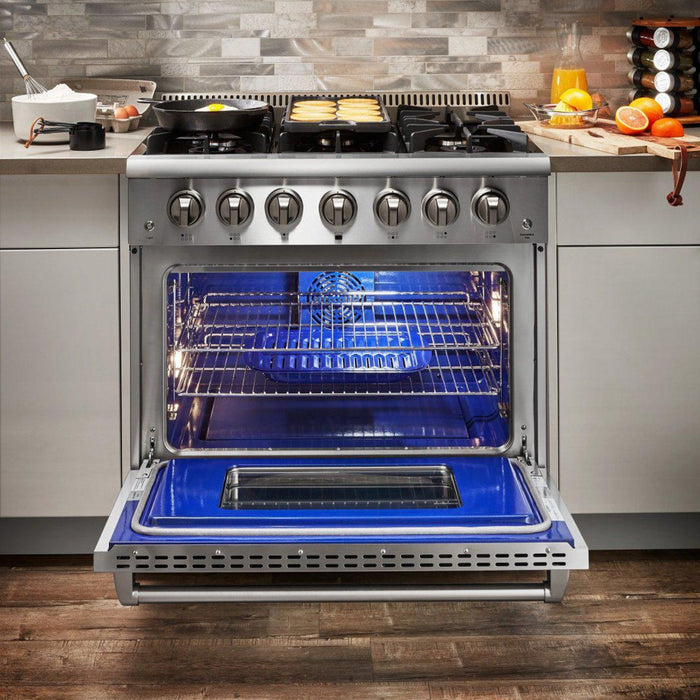 Thor Kitchen - 36 in. 5.2 cu. ft. Professional Propane Gas Range in Stainless Steel - HRG3618ULP