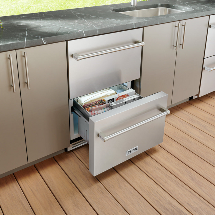 Thor Kitchen - 24" Indoor or Outdoor Professional Freezer Drawer - TRZ24U