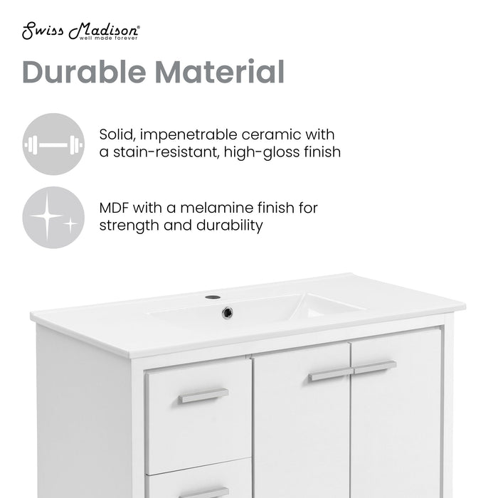 Swiss Madison Virage 36 Freestanding, Bathroom Vanity in White - SM-BV750W