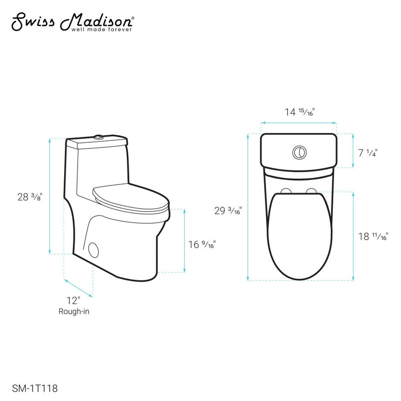 Swiss Madison Virage One-Piece Elongated Toilet Vortex Dual-Flush 1.1/1.6 gpf - SM-1T118