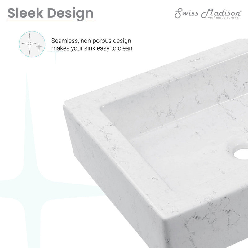 Swiss Madison Voltaire 22" Ceramic Vessel Bathroom Sink in Static White - SM-VSM282W2