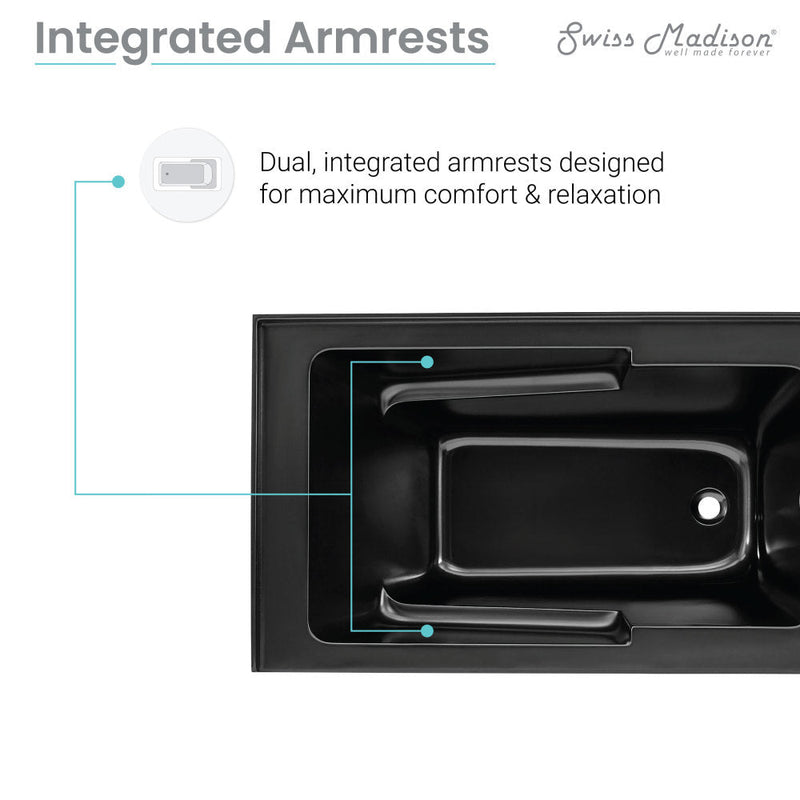 Swiss Madison Voltaire 54" x 30" Right-Hand Drain Alcove Bathtub with Apron in Matte Black - SM-AB550MB