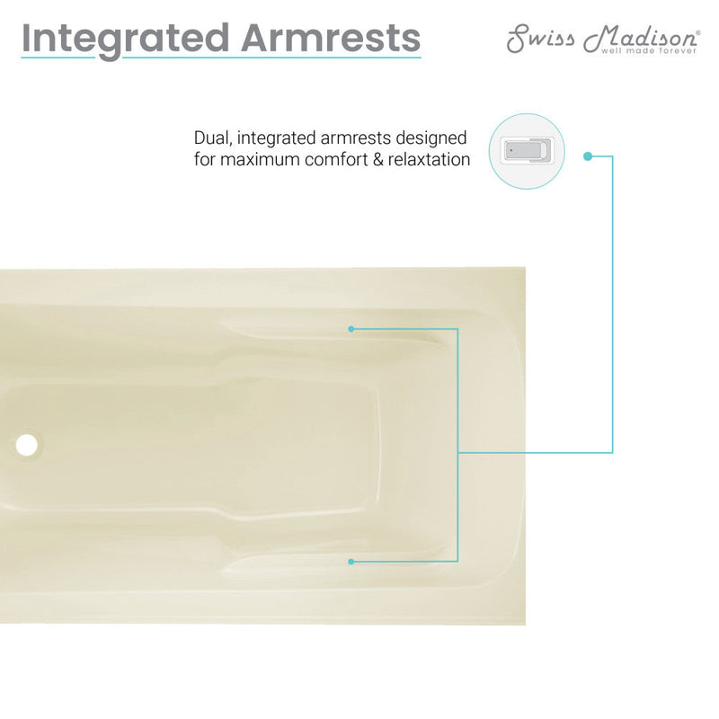 Swiss Madison Voltaire 54" x 30" Left-Hand Drain Alcove Bathtub with Apron in Bisque - SM-AB549BQ