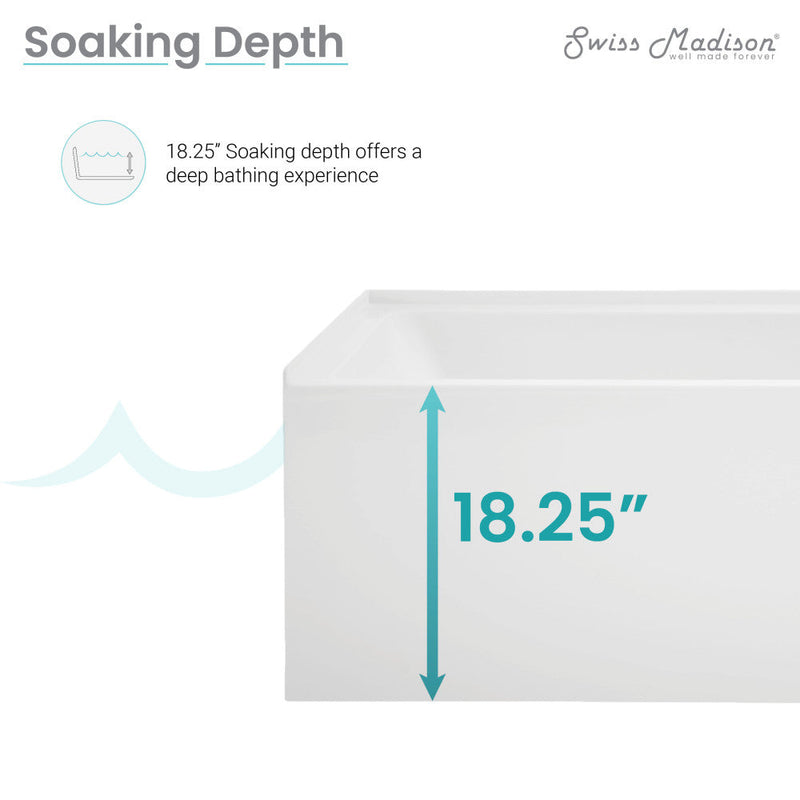 Swiss Madison Voltaire 54" x 30" Right-Hand Drain Alcove Bathtub with Apron - SM-AB558