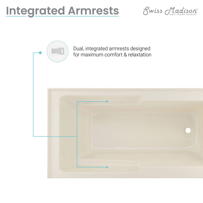 Swiss Madison Voltaire 60" x 30" Right-Hand Drain Alcove Bathtub with Apron in Bisque - SM-AB540BQ