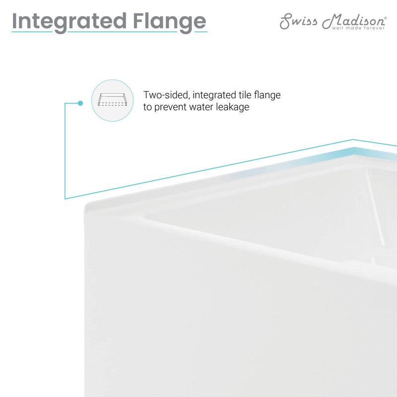 Swiss Madison Voltaire 72" x 36" Right-Hand Drain Alcove Bathtub with Apron and Armrest - SM-AB555