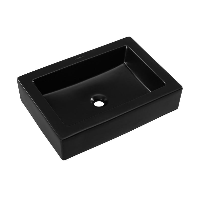 Swiss Madison Voltaire Ceramic Rectangle Vessel Sink, Matte Black - SM-VS282MB