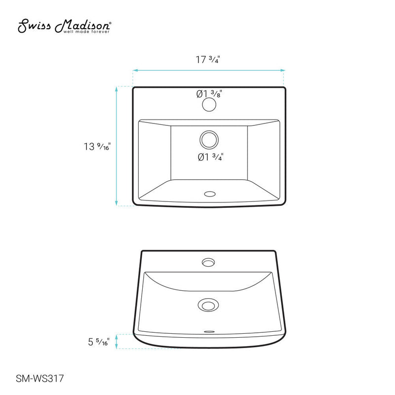Swiss Madison Sublime Compact Ceramic Wall Hung Sink - SM-WS317