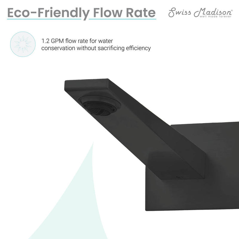 Swiss Madison Voltaire Single-Handle, Wall-Mount, Bathroom Faucet in Matte Black - SM-BF42MB