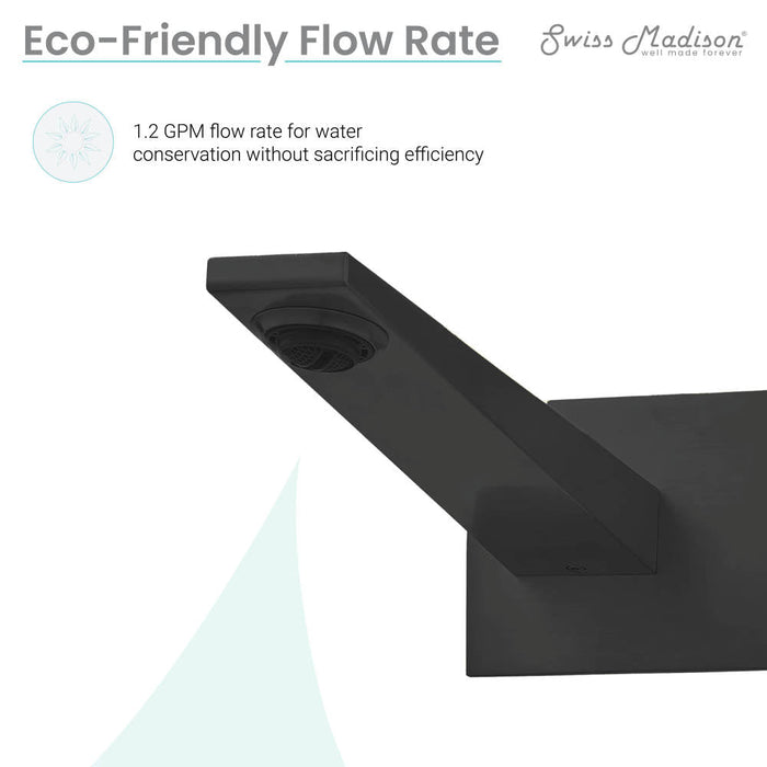 Swiss Madison Voltaire Single-Handle, Wall-Mount, Bathroom Faucet in Matte Black - SM-BF42MB