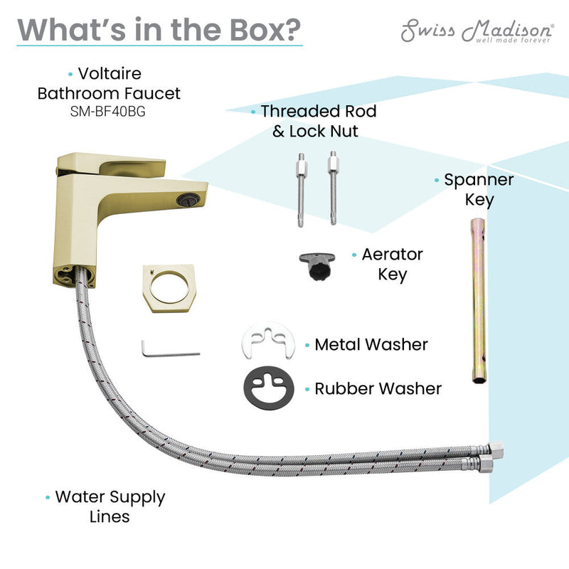 Swiss Madison Voltaire Single Hole, Single-Handle, Bathroom Faucet in Brushed Gold - SM-BF40BG